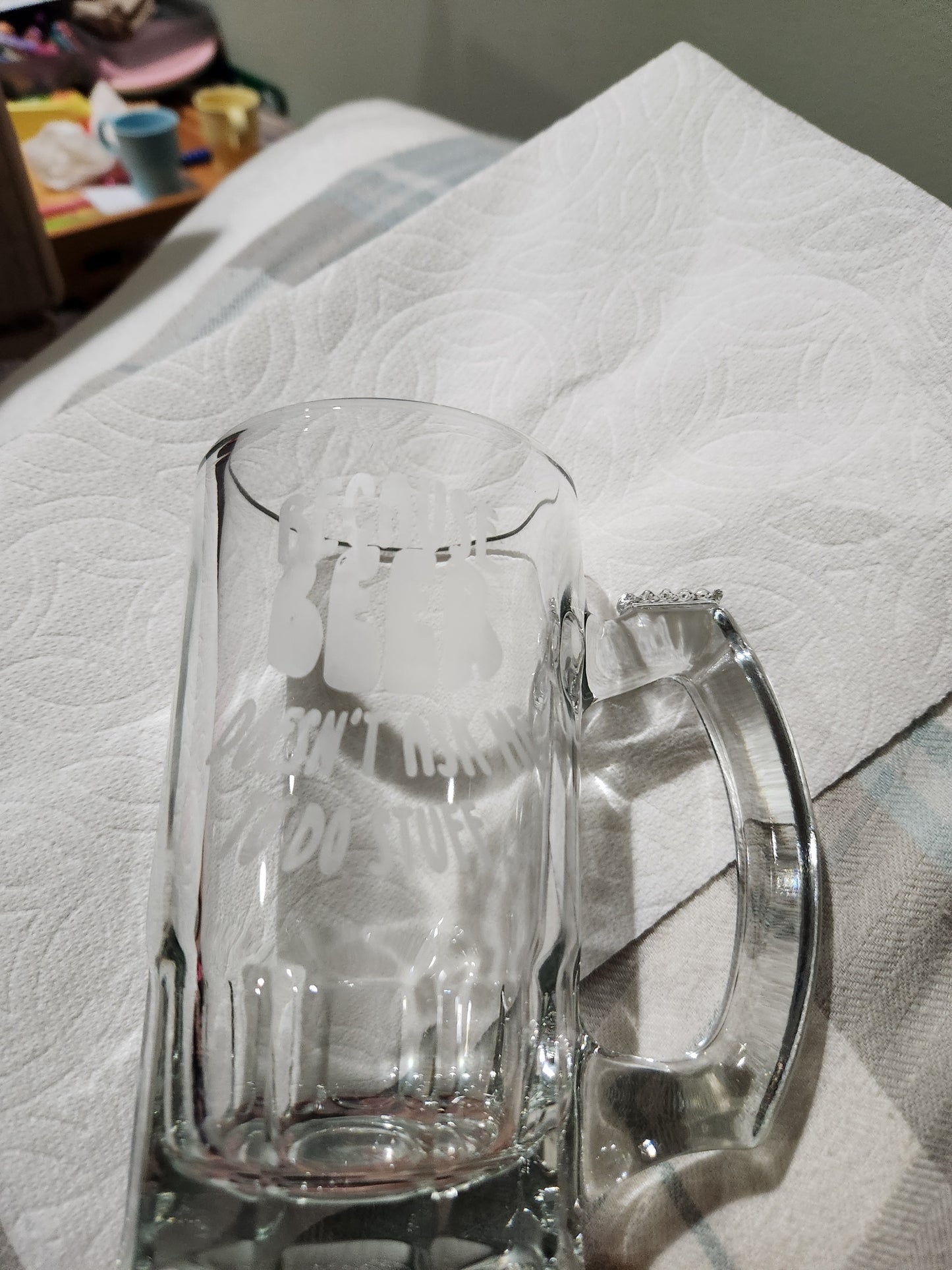 Etched 16oz beer stein