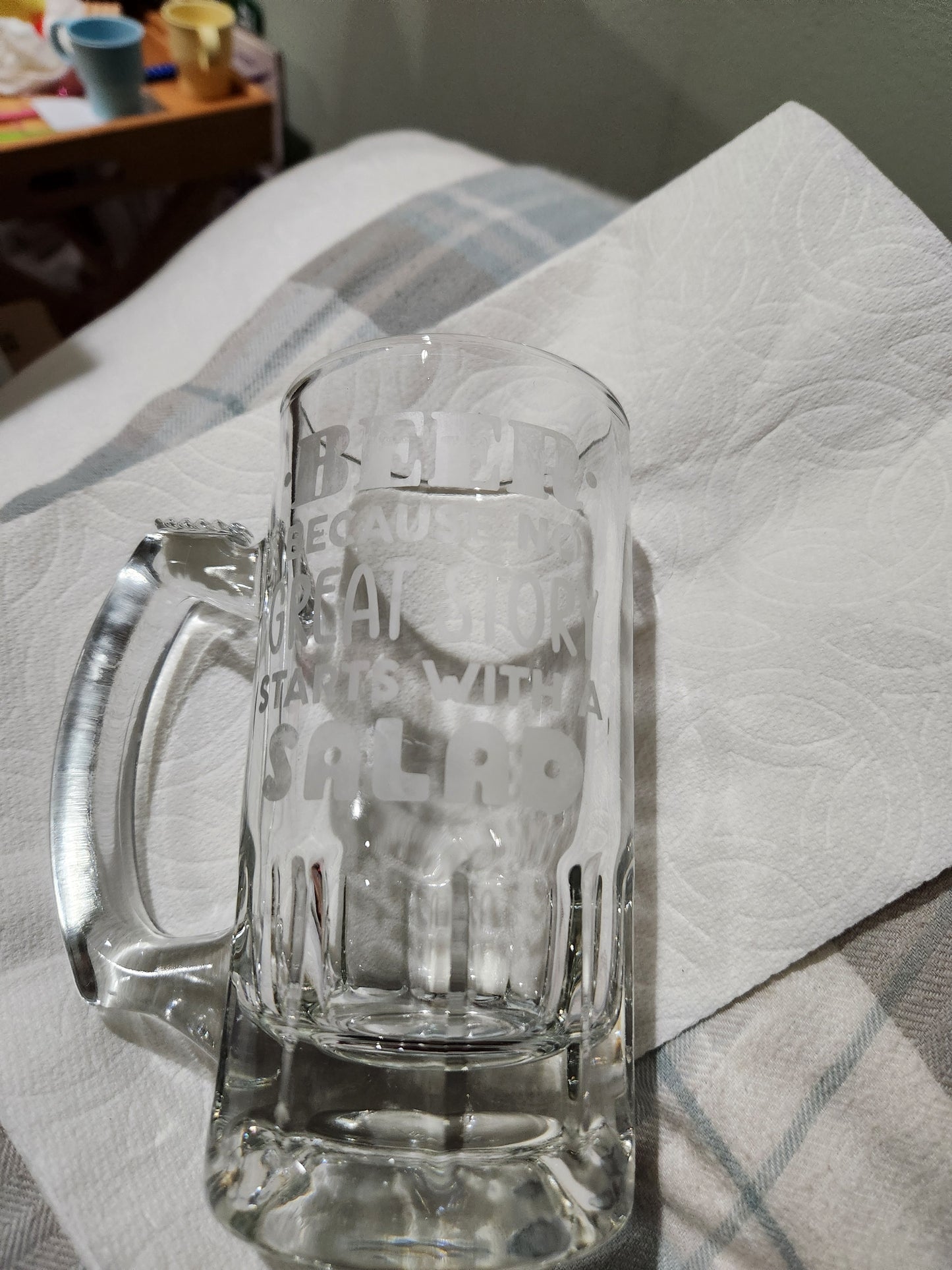 Etched 16oz beer stein