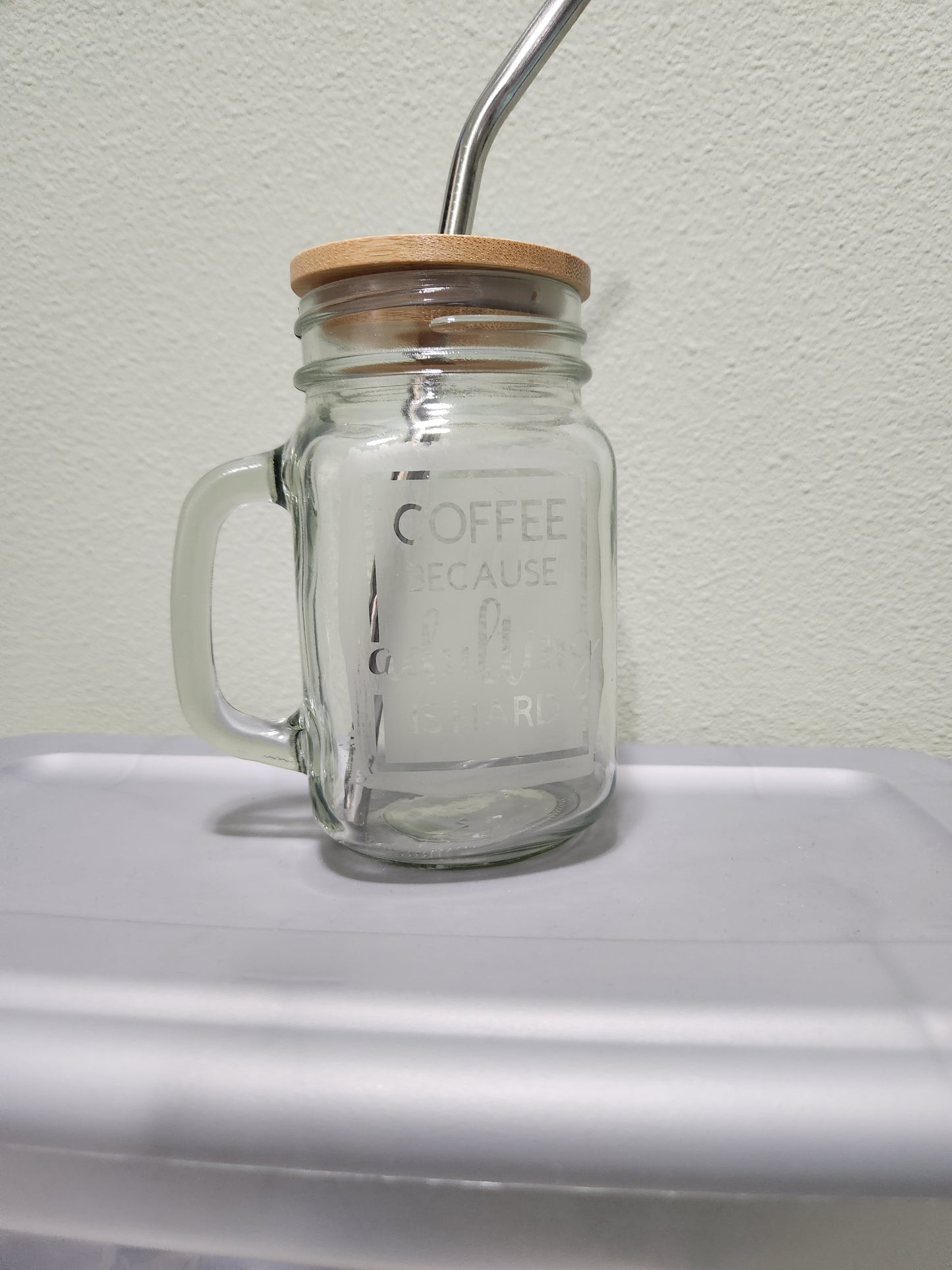 16oz Mason Jar with Lid & Straw